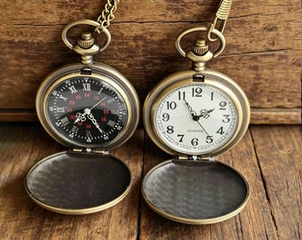 Orologio da tasca vintage personalizzato con incisione, orologio da tasca con catena, regalo personalizzato con iniziale/nome per testimoni dello sposo, festa del papà, matrimonio