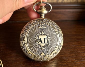Retro Metal Quartz Pocket Watch, Luxury Pocket Watch with Chain, Gift Box Packaging, Elegant Men Pocket Watch, Unique Gift for Him