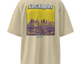 Camiseta com estampa do horizonte de Los Angeles | Camiseta unissex de algodão orgânico estilo urbano