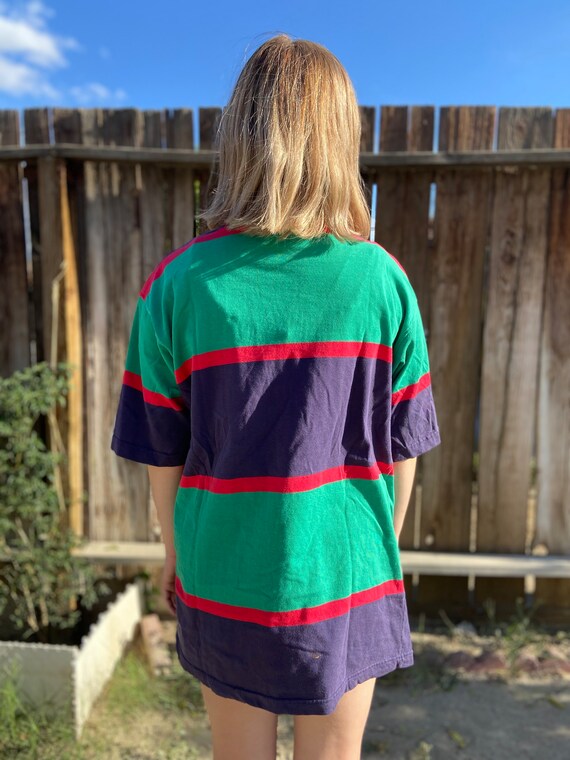 VTG 90s Striped RGB Colorblock Duckhead T Shirt - image 3