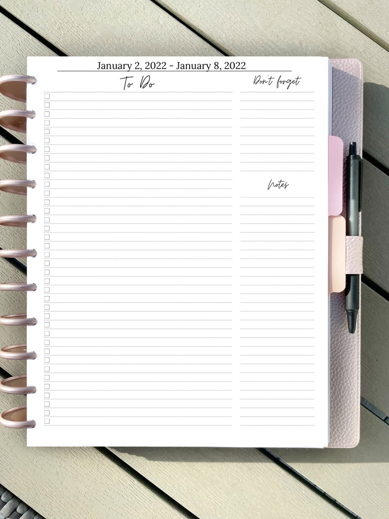 Printable Weekly Planner 2022 Calendar Year Planner Dated to