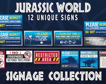 Jurassic World Signage Replica: 12 Screen Accurate Signs (Digital Download)