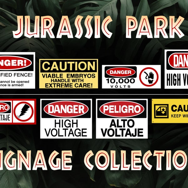 Jurassic Park Prop Replica Signage, Jurassic Park Danger Sign, Jurassic Park Sign, Caution Sign Replica