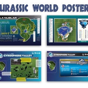 Jurassic World Map, Jurassic World Poster, Jurassic World Prop Replica, Jurassic Park Prop, Jurassic World Art Print