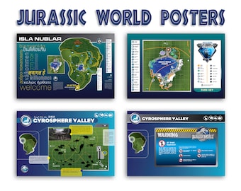 Jurassic World Map Art Prints: Isla Nublar, Cyrosphere Valley (Digital Download)