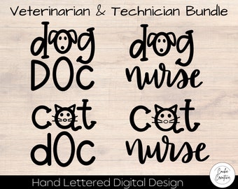 Veterinarian & Technician Bundle SVG INSTANT DOWNLOAD dxf, svg, eps, png, jpg, pdf for use with Silhouette Studio/Cricut Design Space