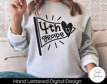 4th Grade SVG: Hand Lettered Cut File (Digital Download)