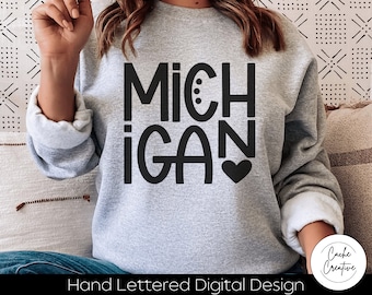 Michigan Great Lakes State SVG: Hand Lettered Cut File (Digital Download)