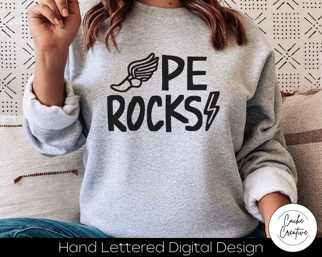 PE Rocks SVG: Physical Education Hand Lettered Design (digital Download ...