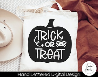 Pumpkin Trick or Treat SVG: Halloween Hand Lettered Design (Digital Download)