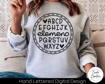 ABC Elemeno Alphabet SVG: Teacher hand lettered cut file (Digital Download)