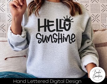 Hello Sunshine SVG: 手書きカットファイル（デジタルダウンロード）