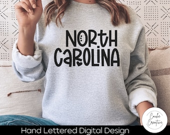 North Carolina SVG: NC State Outline, Cricut Silhouette (Digital Download)