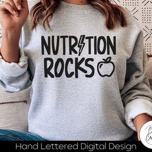 Nutrition Rocks, Lunch Lady SVG Téléchargement instantané dxf, svg, eps, png, jpg, pdf pour une utilisation avec des programmes comme Silhouette Studio ou Cricut Design
