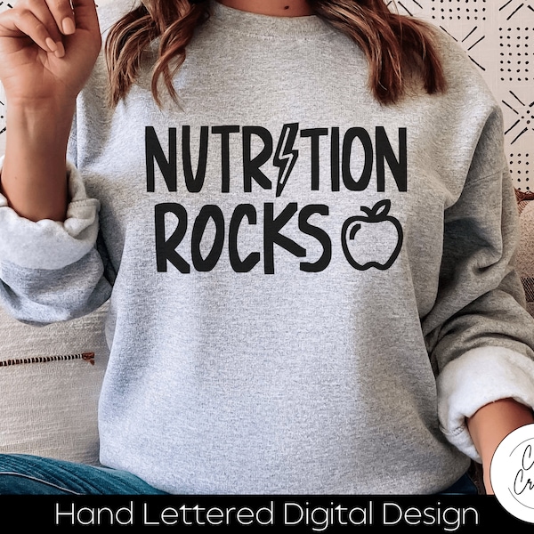 Nutrition Rocks, Lunch Lady SVG INSTANT download dxf, svg, eps, png, jpg, pdf for use with programs like Silhouette Studio or Cricut Design