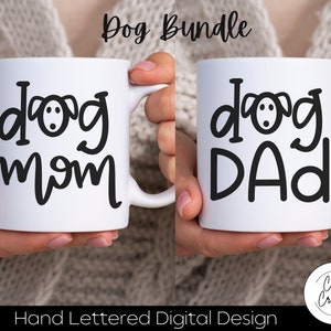 Bundle - Hund Mom & Dad SVG INSTANT DOWNLOAD dxf, svg, eps, png, jpg, pdf für die Verwendung mit Programmen wie Silhouette Studio oder Cricut Design Space