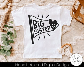 Big sister SVG INSTANT DOWNLOAD dxf, svg, eps, png, jpg, pdf for use with programs like Silhouette Studio/Cricut Design Space