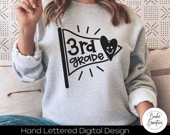 3rd Grade SVG: Hand Lettered Cut File (Digital Download)
