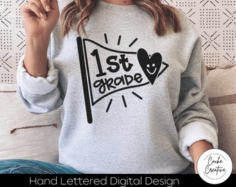 1st Grade SVG: Hand Lettered Design (Digital Download)