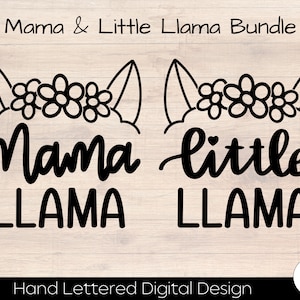 Mama & kleine lama bundel SVG INSTANT DOWNLOAD dxf, svg, eps, png, jpg, pdf voor gebruik met Silhouette Studio/Cricut ontwerpruimte