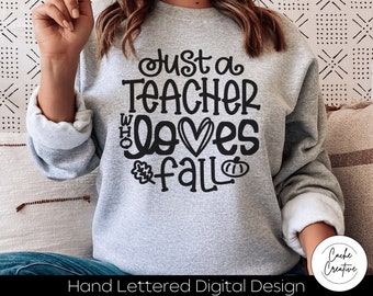 秋が大好きな先生 SVG：手書きデザイン（デジタルダウンロード）