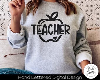 Teacher Apple SVG: Shirt Design, Mug, Bag (Digital Download)