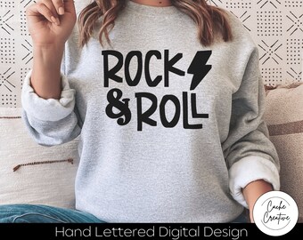Rock & Roll SVG: Plik z ręcznie wykonanymi napisami (pobranie cyfrowe)