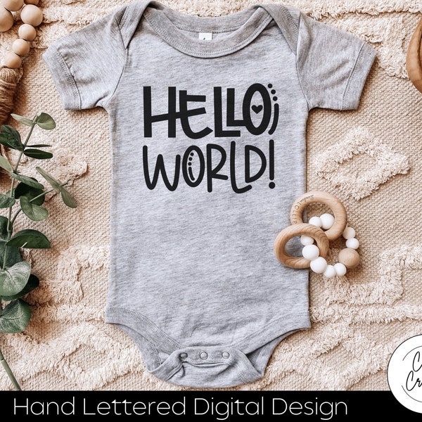 Hello World SVG INSTANT DOWNLOAD dxf, svg, eps, png, jpg, pdf  for use with programs like Silhouette Studio and Cricut Design Space