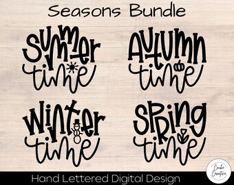 Jahreszeiten Bundle SVG: Sommer, Herbst, Winter, Frühling (Digitaler Download)