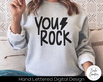 You Rock Lightning Bolt SVG INSTANT DOWNLOAD dxf, svg, eps, png, jpg, pdf for use with programs like Silhouette Studio or Cricut Design