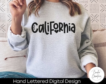 カリフォルニア ゴールデン ステート SVG: 手書きデザイン (デジタル ダウンロード)