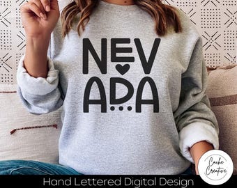 Nevada State SVG: Hand Lettered Design (Digital Download)