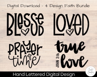 Christian Faith SVG Bundle: Blessed, Loved, Prayer (Digital Download)