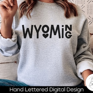 Wyoming Cowboy State SVG: handgeletterd ontwerp (digitale download)