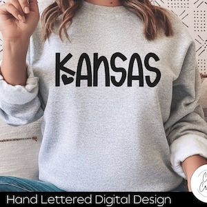 Kansas Sunflower State SVG: Hand Lettered Design (Digital Download)