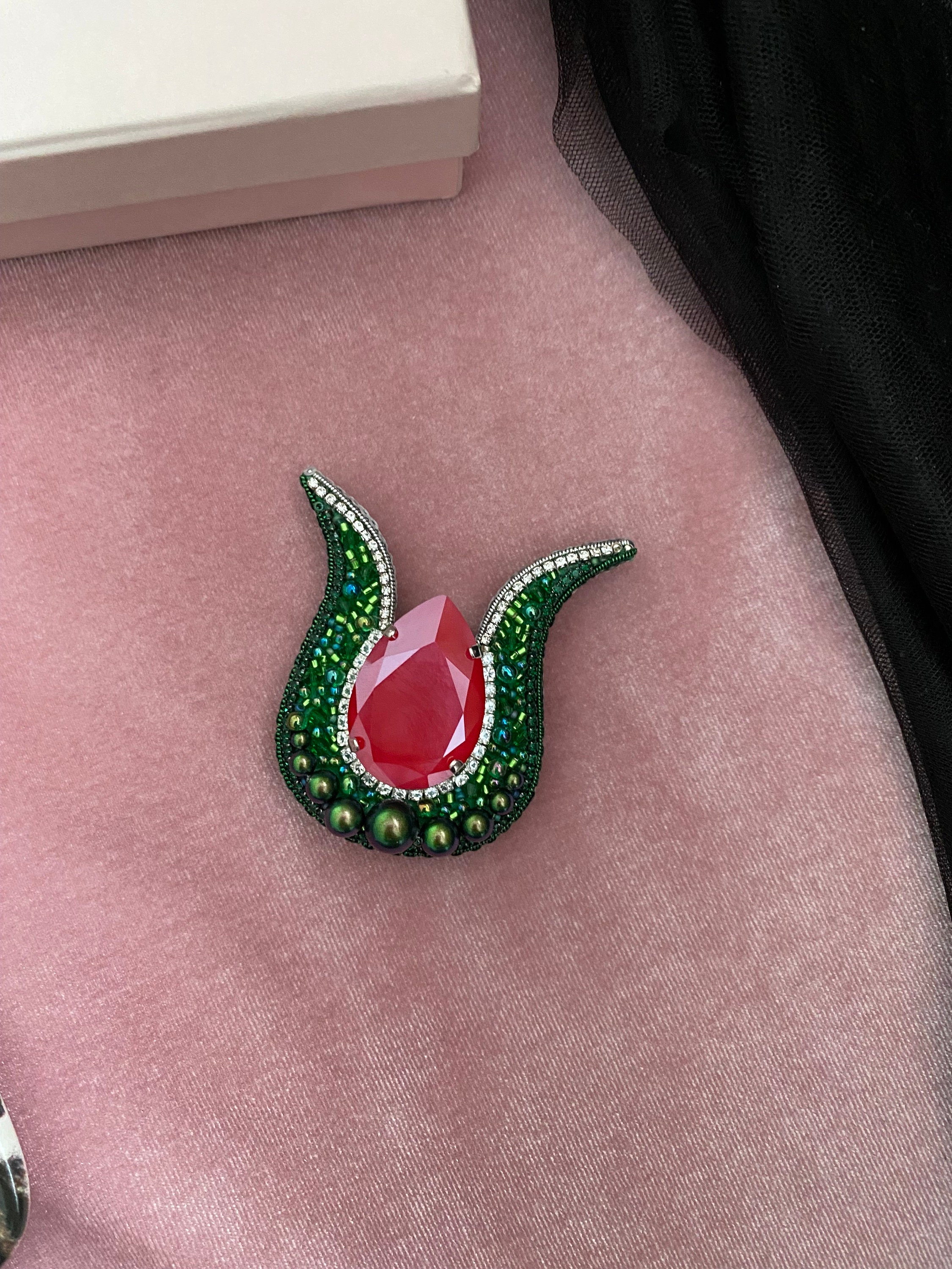 Beaded Tulip Brooch: Embroidered Ottoman Style Pin - Etsy