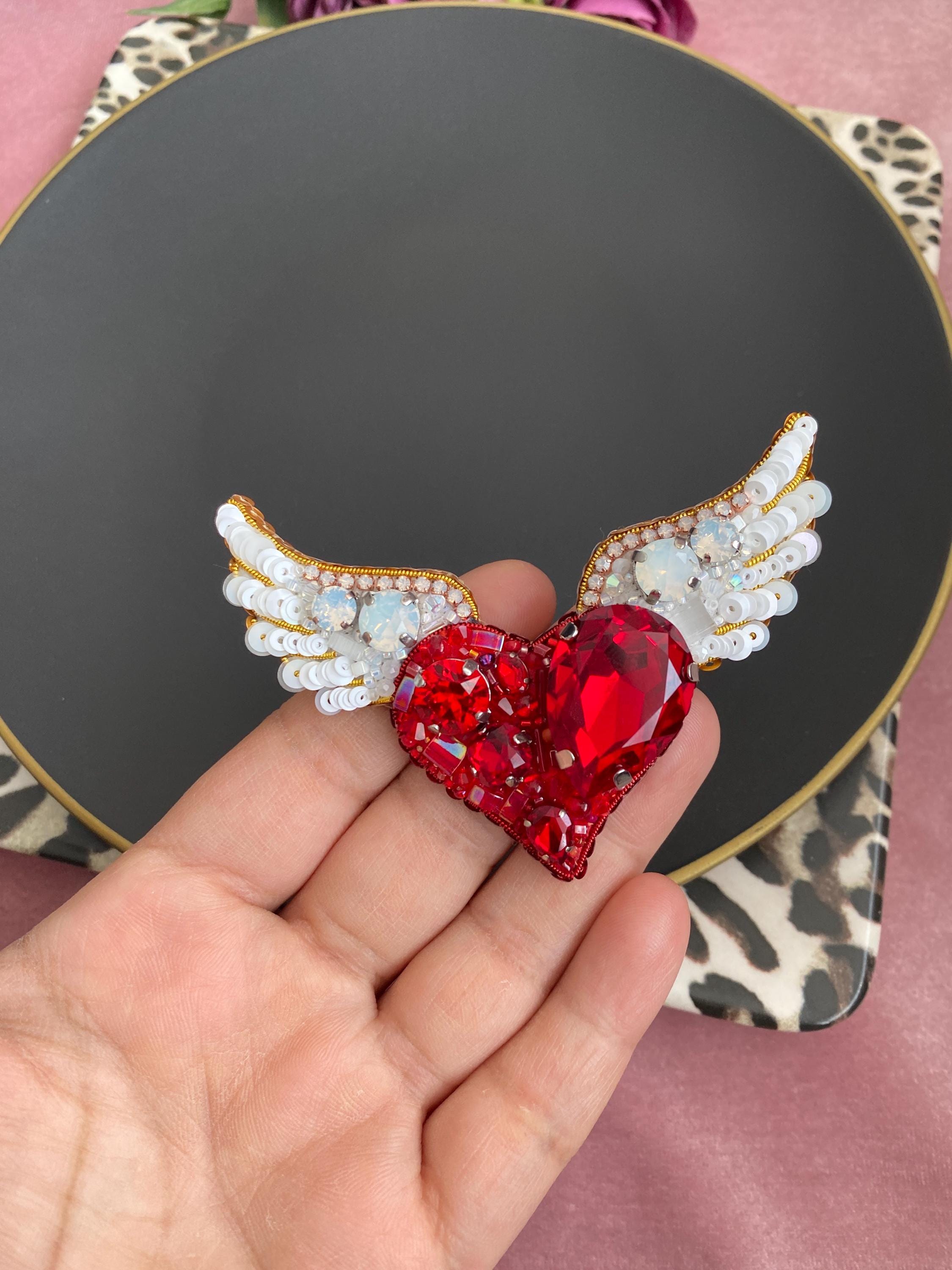 Beaded Heart Brooch - Etsy