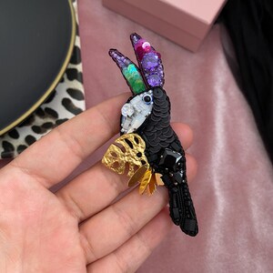 Handmade Beaded Toucan Brooch: Tropical Bird Pin