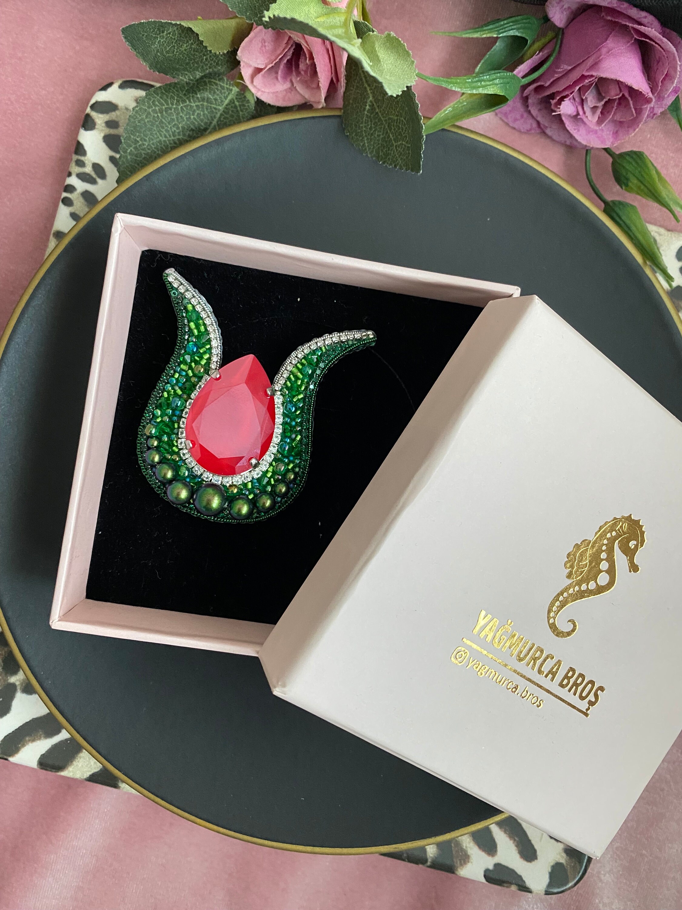 Beaded Tulip Brooch: Embroidered Ottoman Style Pin - Etsy