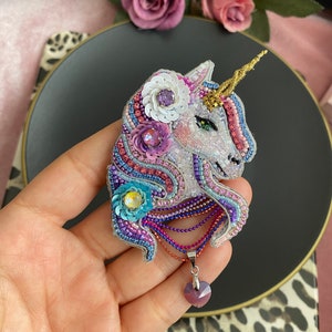Unicorn Brooch , Handmade Unicorn , Unicorn Jewelry , Beaded Brooch, Colorful Unicorn, Christmas Gift, Gift For Young Girls, Embroidered