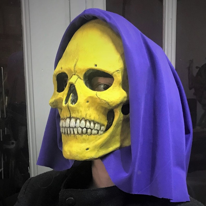 SKELETOR Half Latex MASK Hood Heman Mascara Motu Hand Craft Grayskull