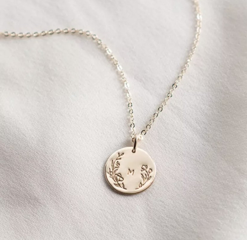 Flower initial shop necklace