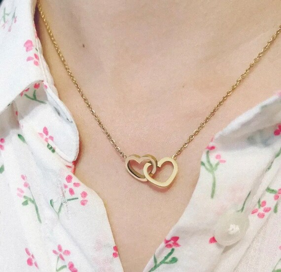 Personalised double heart necklace deals