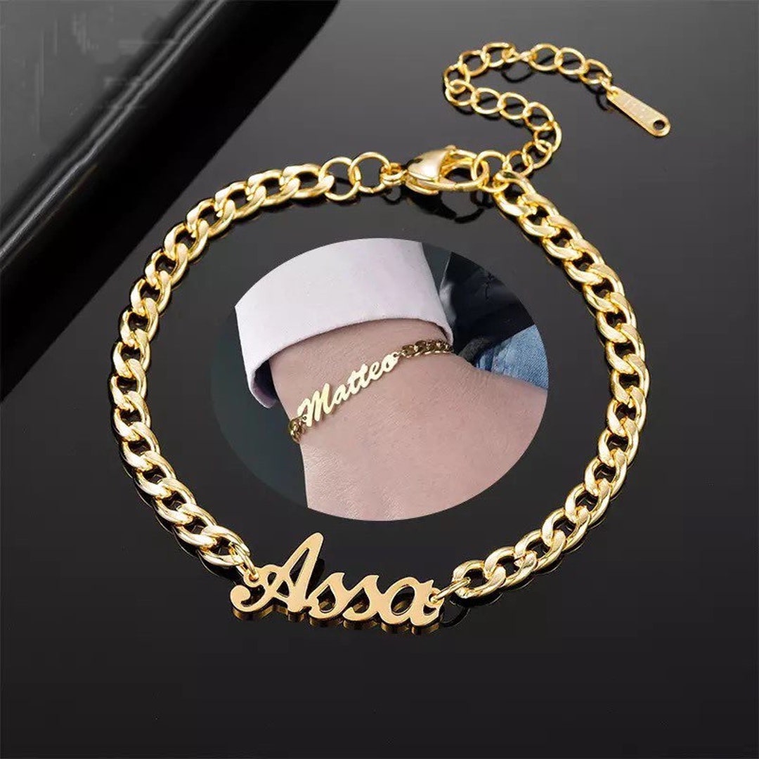 Personalised Baby Bracelet 18K Gold Plated Bar Bracelet Kids Name