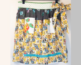 SALE: Skirt with patchwork of vintage aprons handmade
