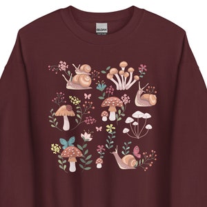 Snail Sweatshirt | Whimsical Snail with Mushrooms Sweater | Cottage Core Sweater | alt clothing | Fairycore |Goblincore Crewneck |Snail Gift