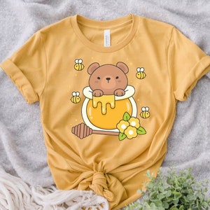 Kawaii Bear Shirt Honey Bear TShirt Pastel Kawaii Clothing Yume Kawaii Cute Bee and Honey Tee Kawaii Hoodie Pastel Goth T-Shirt JFashion Top