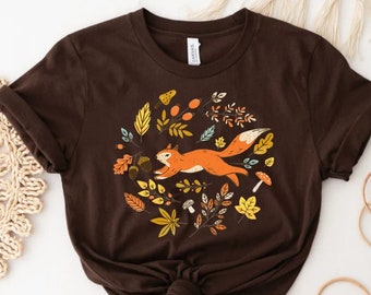 Sweat-shirt écureuil d'automne Pull lapin d'automne Haut botanique d'automne Chemise feuilles d'automne Pull cottagecore T-shirt automne Chemise animaux de la forêt
