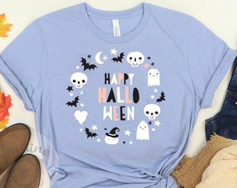 Happy Halloween TShirt Cute Halloween Graphic Tee Pastel Goth Shirt Trick or Treat Top Womens Spooky Tee Creepy Cute Top Halloween Party Tee