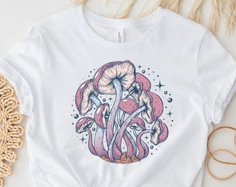 Mushroom Shirt Cottagecore Clothing Plant Shirt Cottagecore Aesthetic Mushroom Print Mushroom Clothing Hippie TShirt Goblincore Clothing